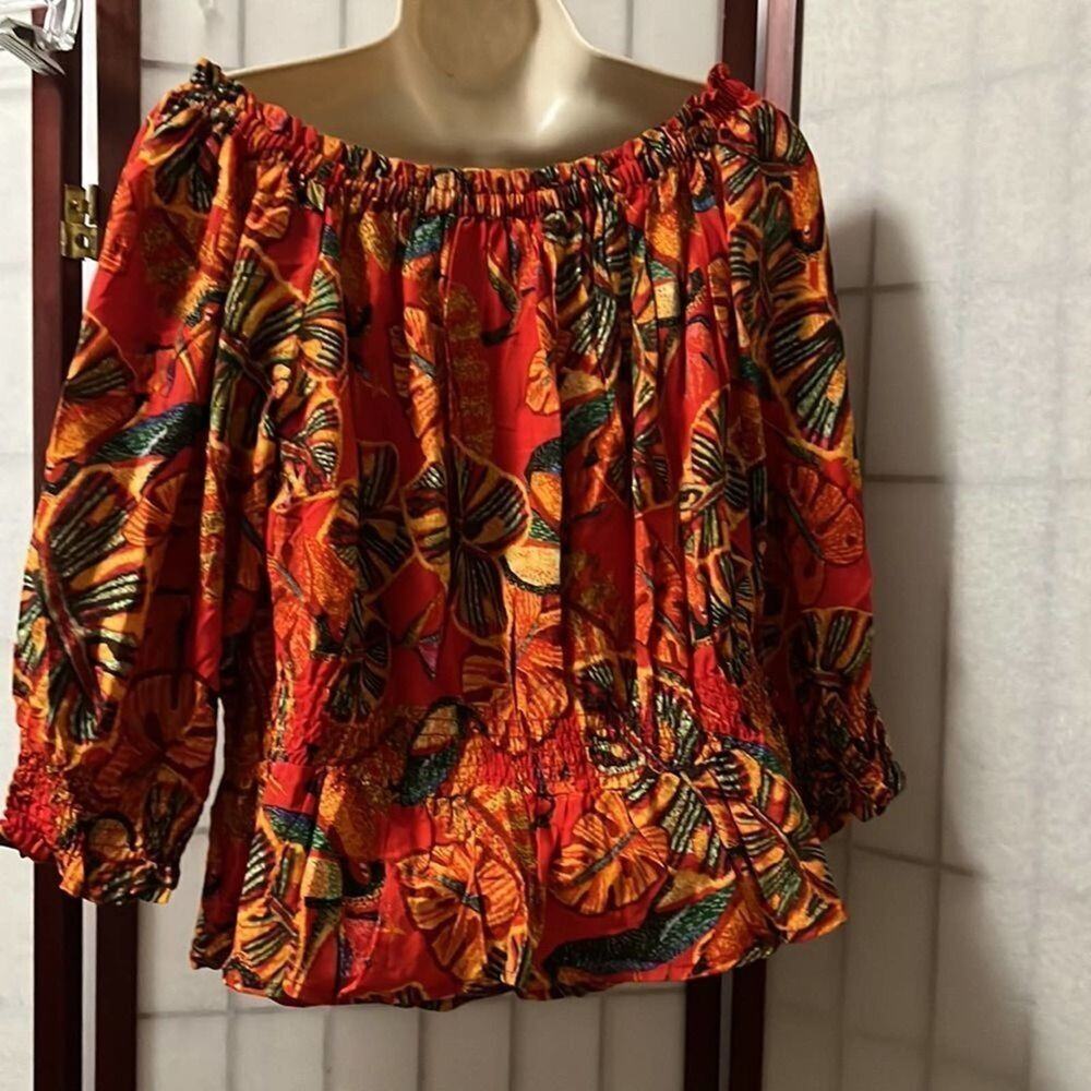 RACHEL ZOE TROPICAL SUMMER VACATION BLOUSE‎ SIZE 1X - Picture 2 of 5